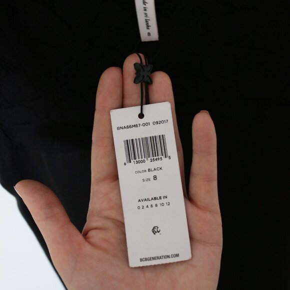 NWT BCBGeneration Black Satin Lace Bust with Slit Women's Slip Dress Size 8 - Picture 6 of 8